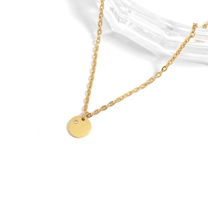 18K Gold PVD Blank Engravable Circle Birthstone Charm: January/Garnet
