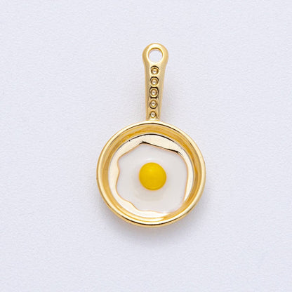 18K Gold Filled 20mm Sunny Side Egg Frying Pan Culinary Food Pendant | AF1218