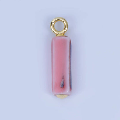 18K Gold Filled Blue, Teal, Brown, Pink Watercolor Bar Ceramic Drop Pendant | AJ-451: # 9