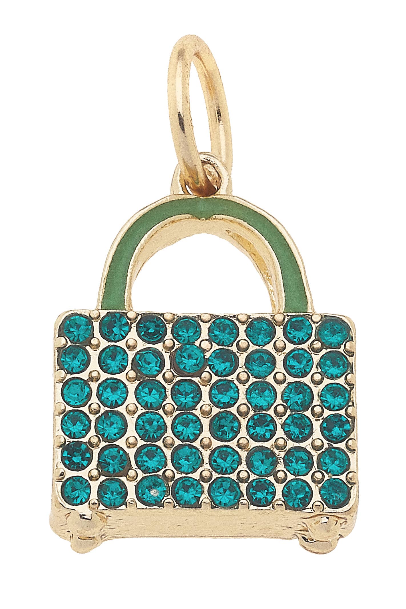 Pave Carry On Charm in Green
