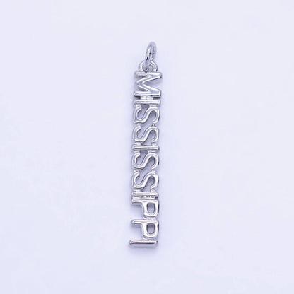 16K Gold Filled USA City States Script Tag Charm in Gold & Silver | D814 - D823: Gold / California