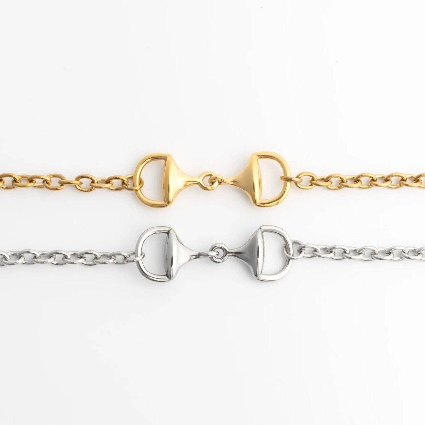18K Gold PVD Stainless Steel Horsebit Bracelet: Gold