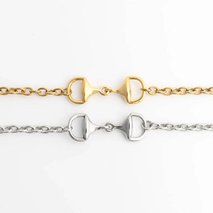 18K Gold PVD Stainless Steel Horsebit Bracelet: Gold