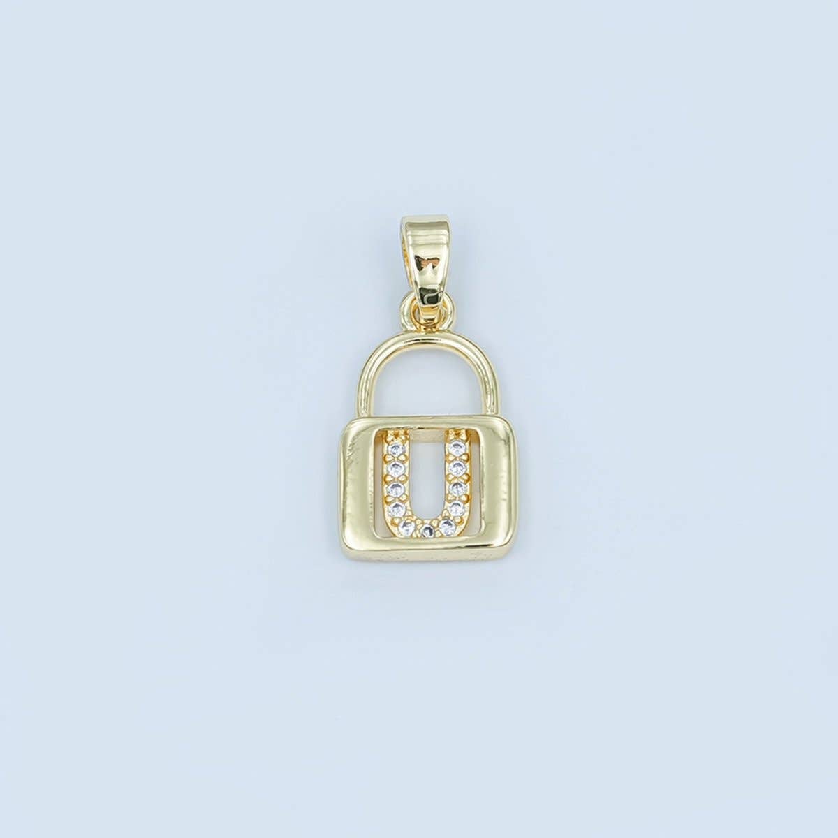 24K Gold Filled Micro Paved Initial Letter Padlock Pendant | A001 - A013: Letter K