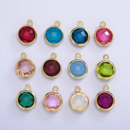 9mm Round BIRTHSTONE Cubic Zirconia Circle Gold Charm Add on Component For Jewelry Making | N-1209 N-1210: Opal Turquoise