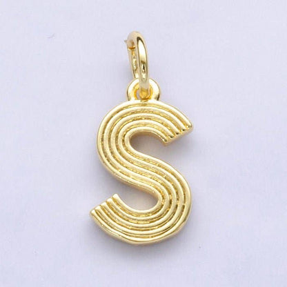 24K Gold Filled Groovy Disco Initial Letter Charm | A185 - A197: Letter C