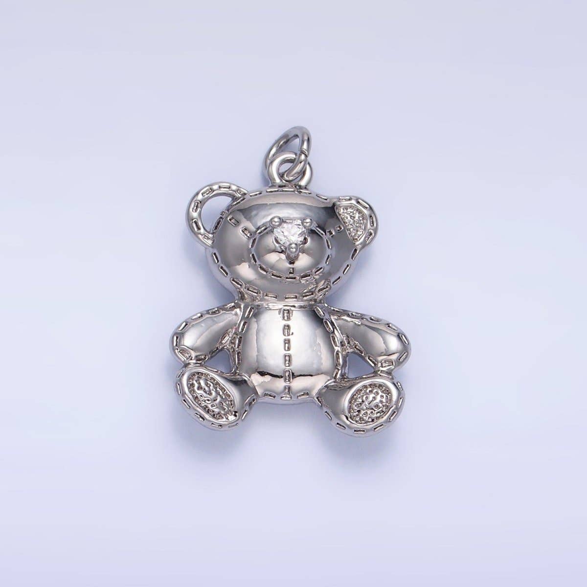 24K Gold Filled Teddy Bear Toy Animal Charm in Gold & Silver | W364: Silver