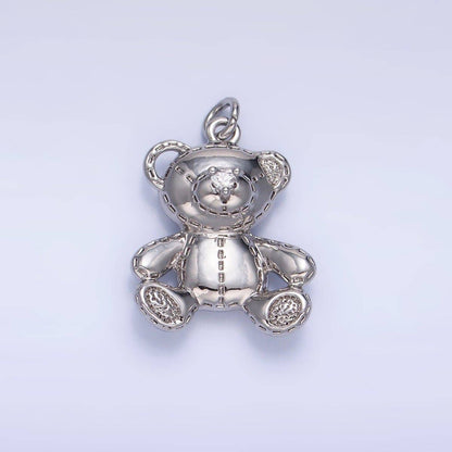24K Gold Filled Teddy Bear Toy Animal Charm in Gold & Silver | W364: Silver