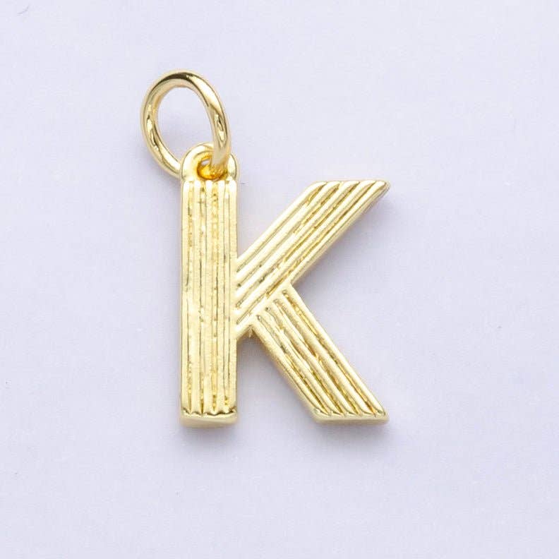 24K Gold Filled Groovy Disco Initial Letter Charm | A185 - A197: Letter K