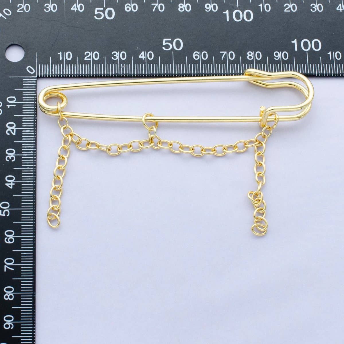 Small Chain Drop Safety Pin Brooch