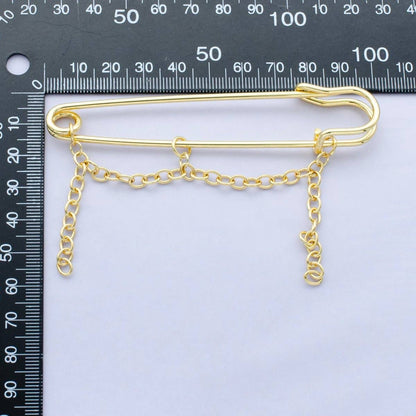 Small Chain Drop Safety Pin Brooch