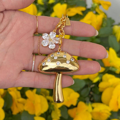 Golden Mushroom Bag Charm: Gold