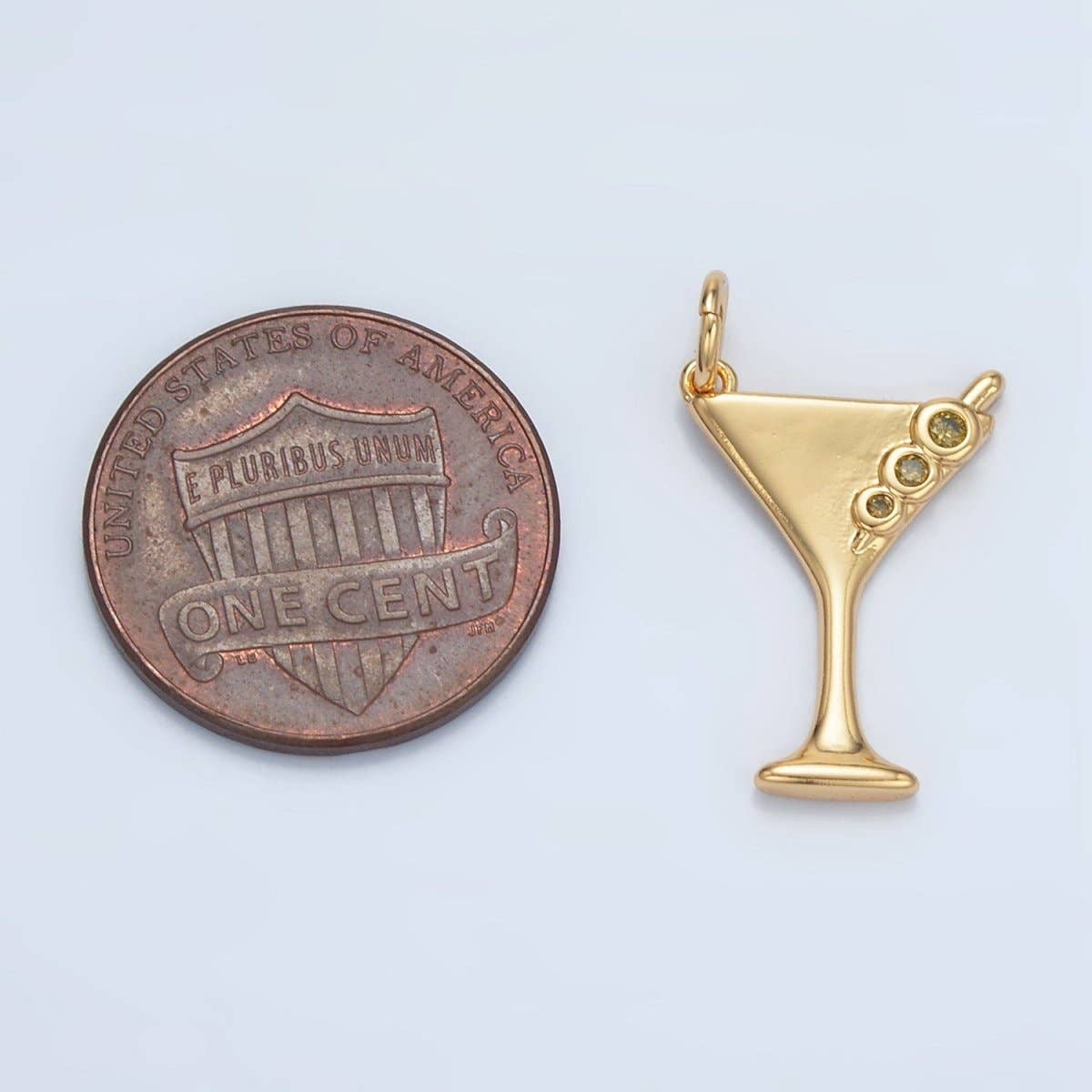 24K Gold Filled Martini Olive Alcohol Drink CZ Mini Charm in Gold & Silver | E311: Silver