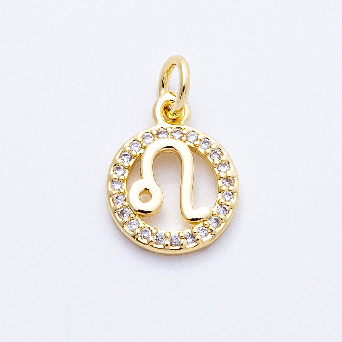 16K Gold Filled 13.5mm Micro Paved CZ Personalized Zodiac Sign Charm | Charms-00223 ~ Charms-00234: Zodiac Set