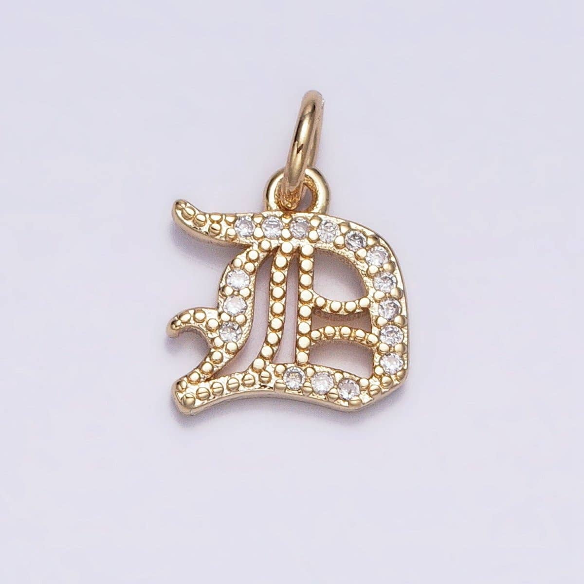 16K Gold Filled Initial Letter Old English Font Personalized Micro Paved Add-On Charm | A-572-A-584: ALL INITIAL