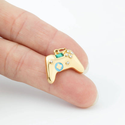 18K Gold PVD Stainless Steel Game Controller Charm: Stainless