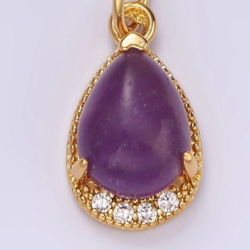 Gold purple/amethyst tear drop