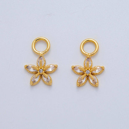18K Gold Filled Marquise CZ Flower Add-On Drop Earring Charm | AF768