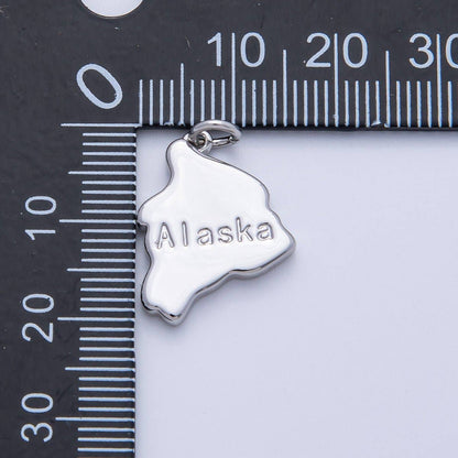 18K Gold Filled United States of America State Map Charm in Gold & Silver | AK064 - AK113: SILVER / 49. Texas