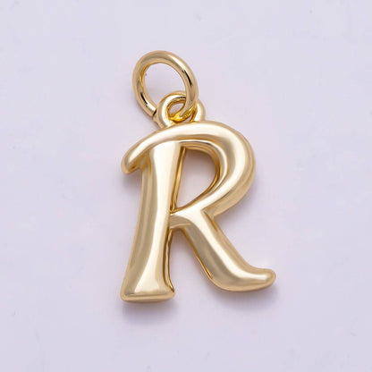 16K Gold Filled 14mm Minimalist Molten Alphabet Initial Letter Charm | Charms-00908 ~ Charms-00933: Letter A