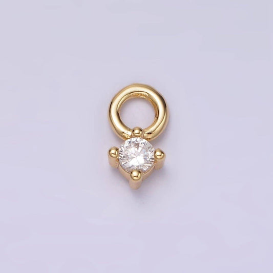 14K Gold Filled 5mm Clear CZ Round Mini Add-On Earring Charm | AG529