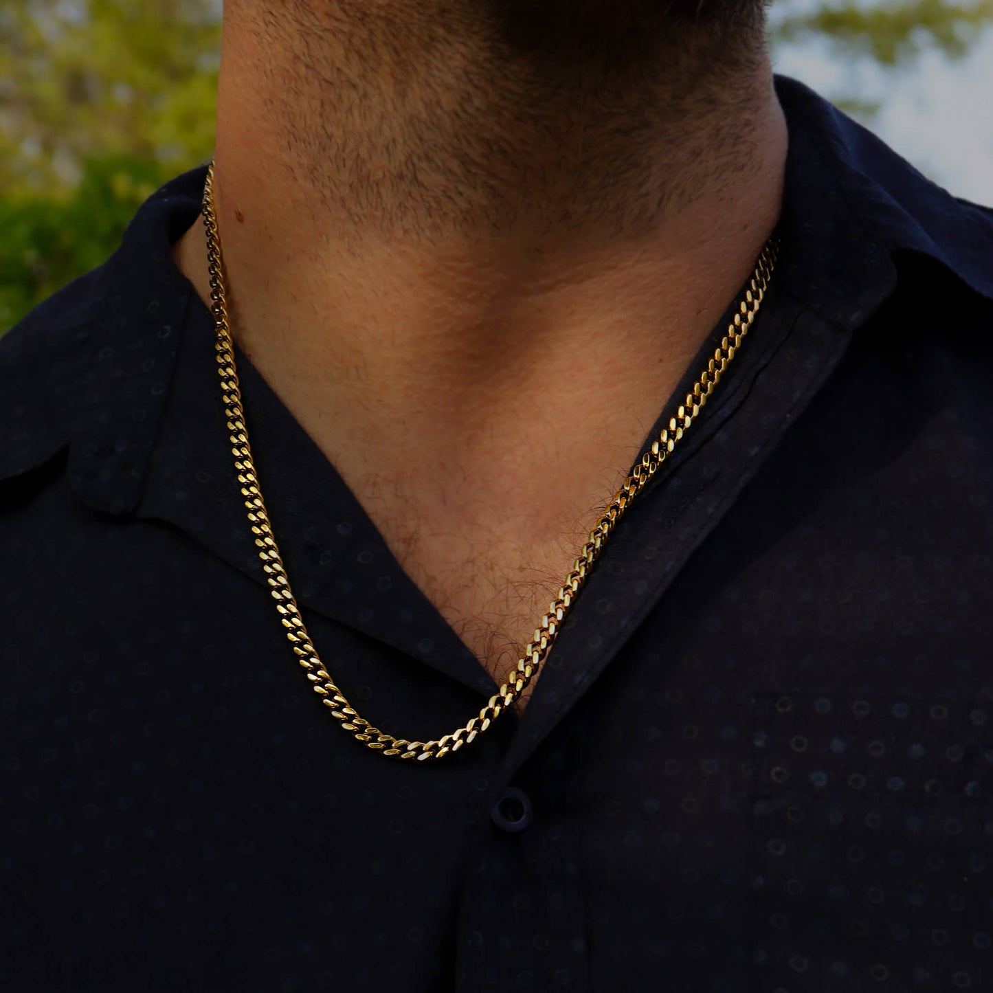 18K Gold PVD Stainless Steel Curb Chain Necklace: 18" / 4mm
