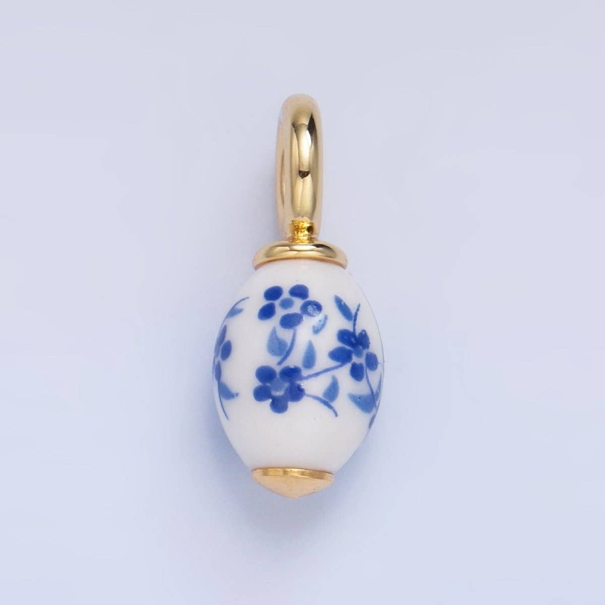 24K Gold Filled Nature Floral Mushroom Pet Sea Sell Ceramic Drop Charm: 21 Pink House