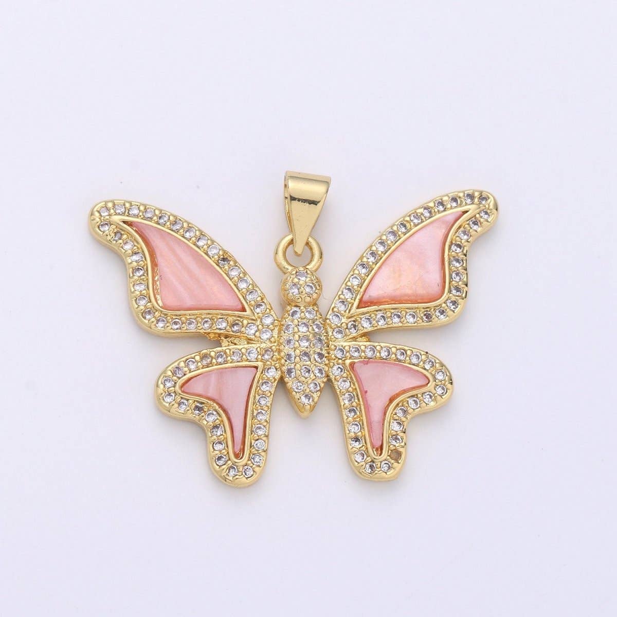 Large Pink Pearl Butterfly Charm