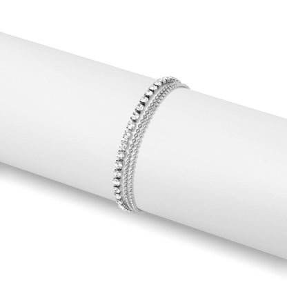 18K Gold PVD Elegant Layered 3 Row Chain Anklet: Gold