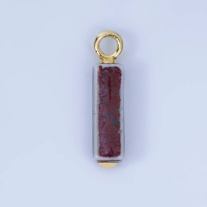 18K Gold Filled Blue, Teal, Brown, Pink Watercolor Bar Ceramic Drop Pendant | AJ-451: # 9