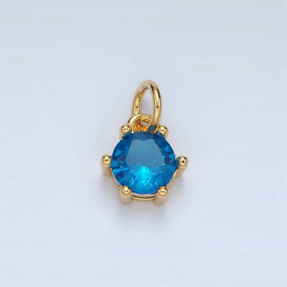 24K Gold Filled 8mm Round CZ Birthstone Personalized Charm | AG871 - AG876: July - Ruby