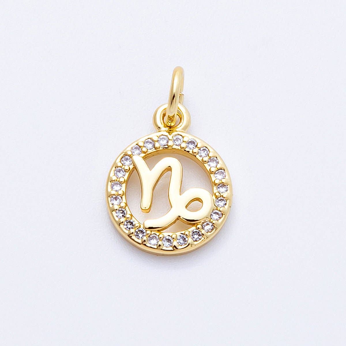 16K Gold Filled 13.5mm Micro Paved CZ Personalized Zodiac Sign Charm | Charms-00223 ~ Charms-00234: Zodiac Set
