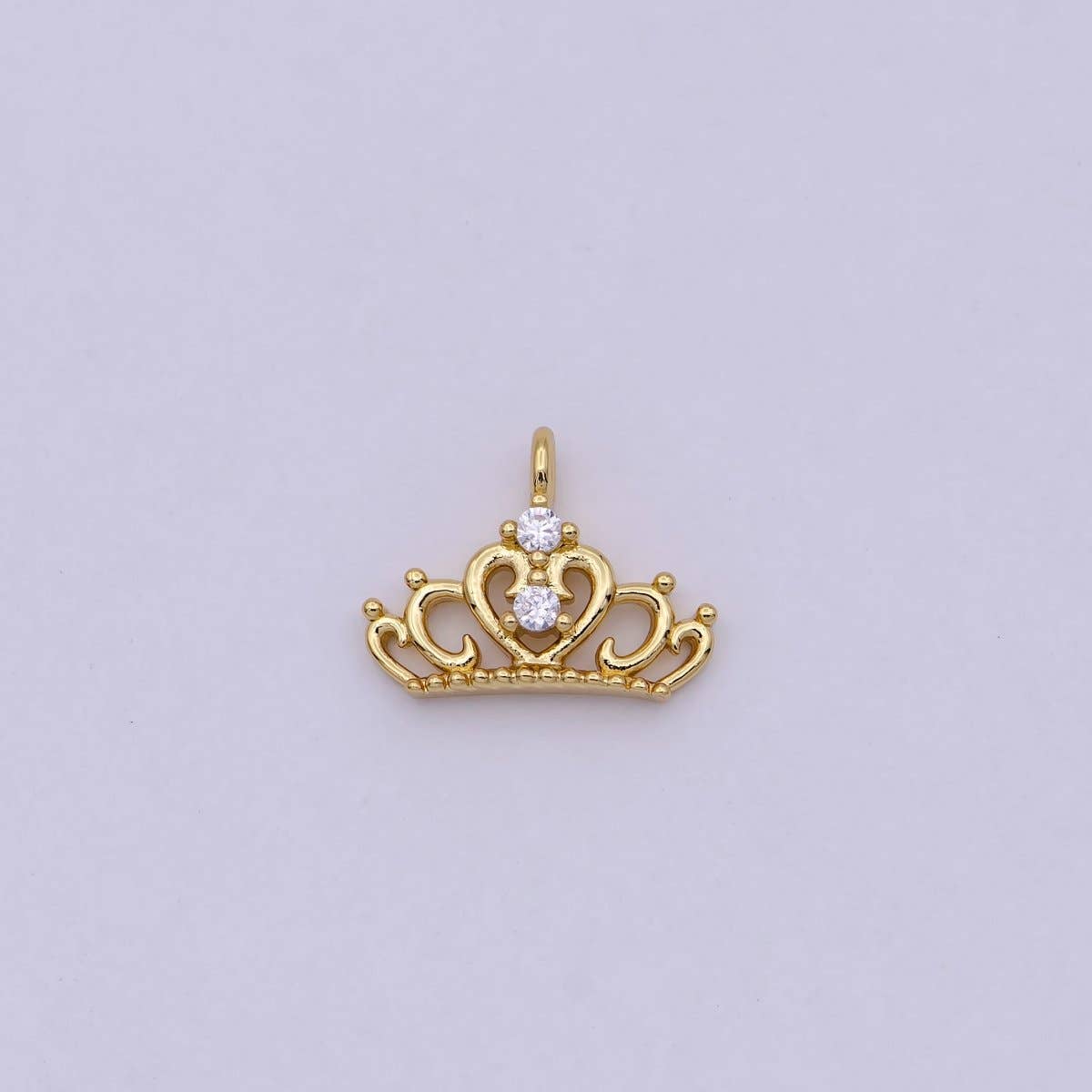 Mini Silver Princess Tiara Charm - Gold Princess Crown Charm for Necklace or Bracelet Component N-449 N-450: Gold
