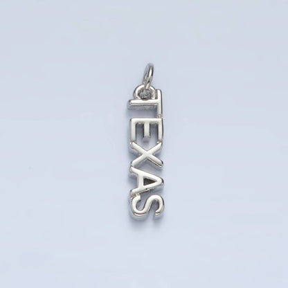 16K Gold Filled USA City States Script Tag Charm in Gold & Silver | D814 - D823: Gold / California