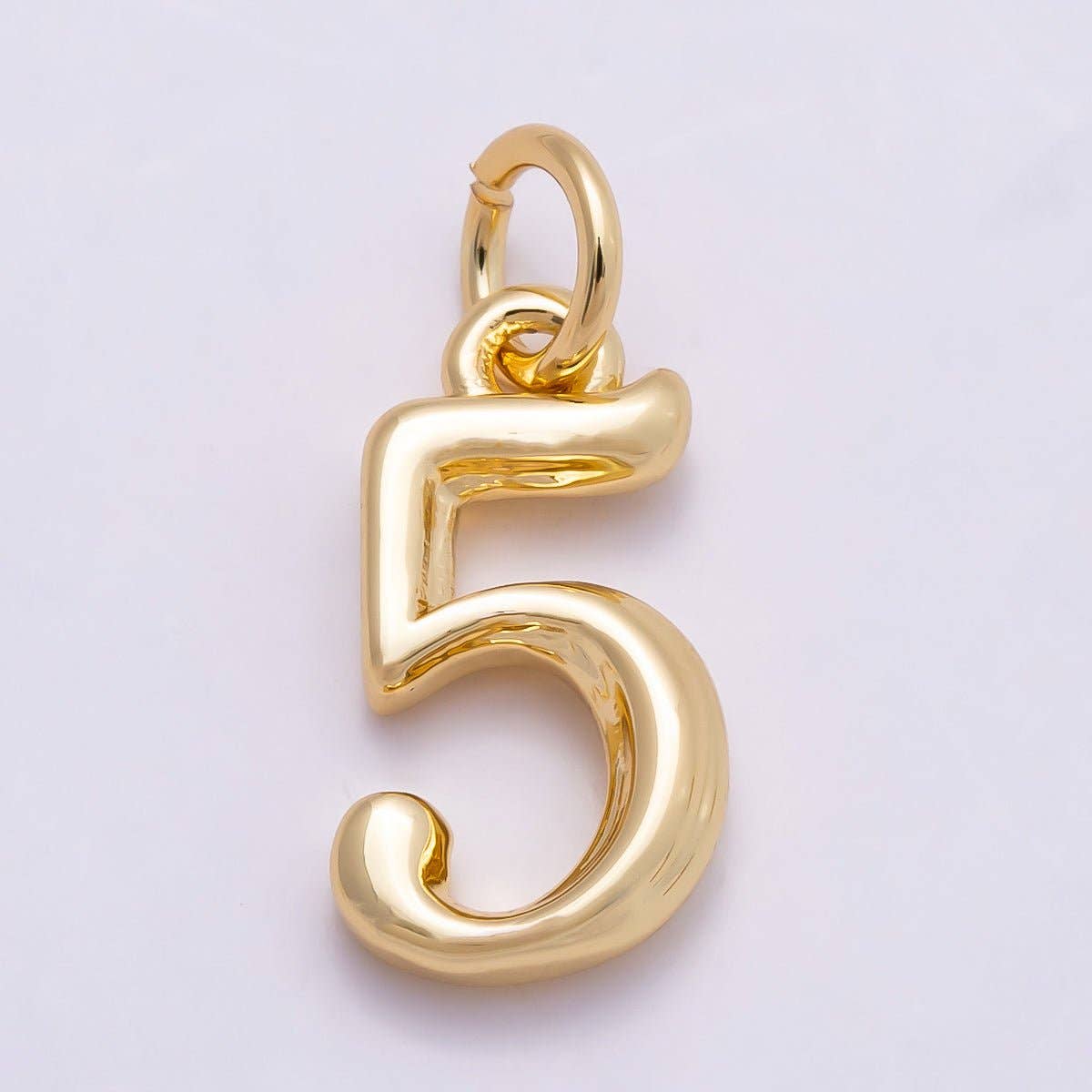 16K Gold Filled 14mm Minimalist Molten Number Numerology Charm | Charms-00878 ~ Charms-00887: Numbers 0-9 Set