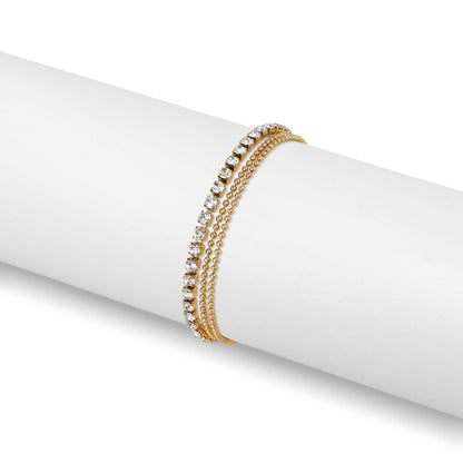 18K Gold PVD Elegant Layered 3 Row Chain Anklet: Gold
