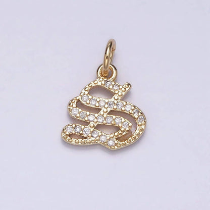 16K Gold Filled Initial Letter Old English Font Personalized Micro Paved Add-On Charm | A-572-A-584: ALL INITIAL
