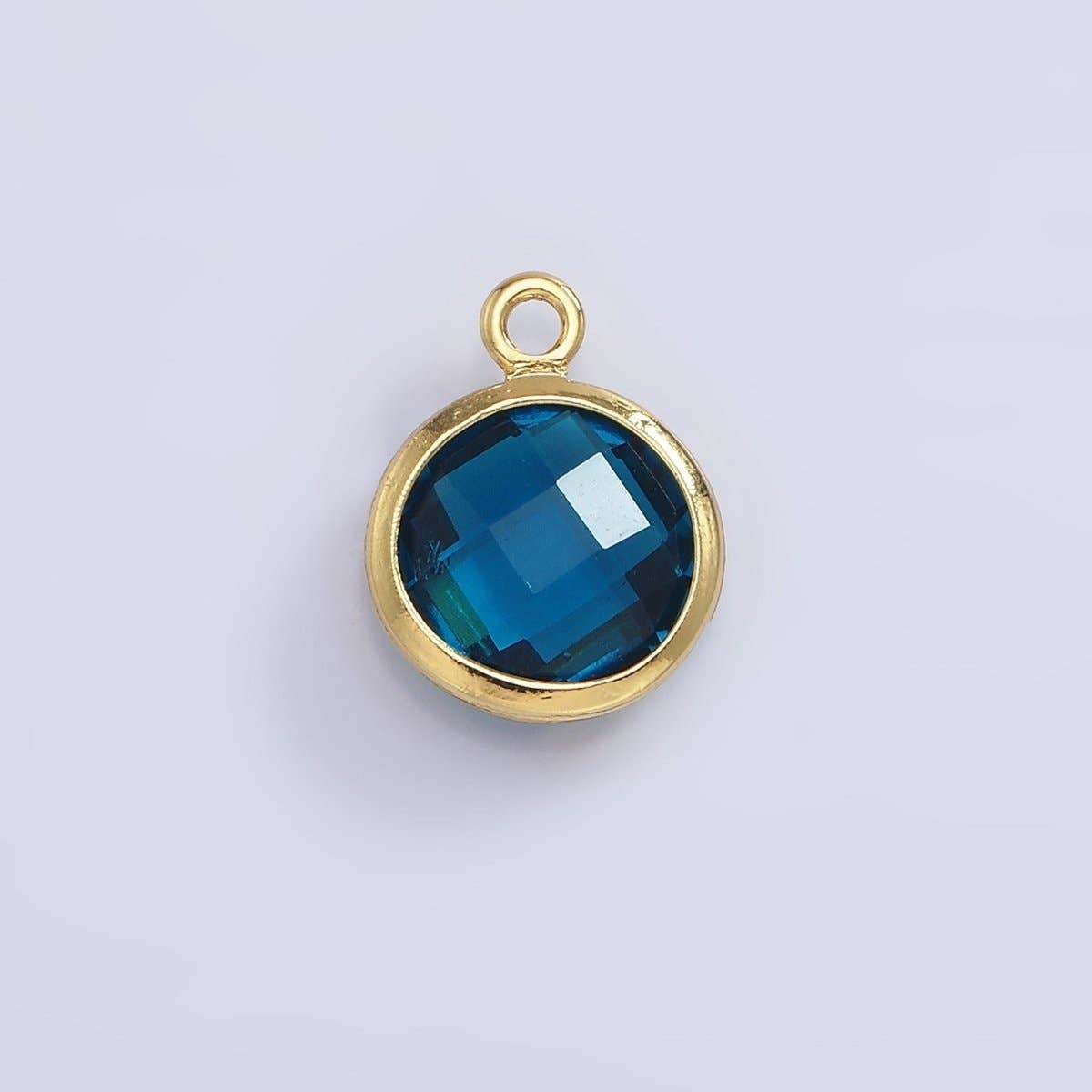 9mm Round BIRTHSTONE Cubic Zirconia Circle Gold Charm Add on Component For Jewelry Making | N-1209 N-1210: Pink