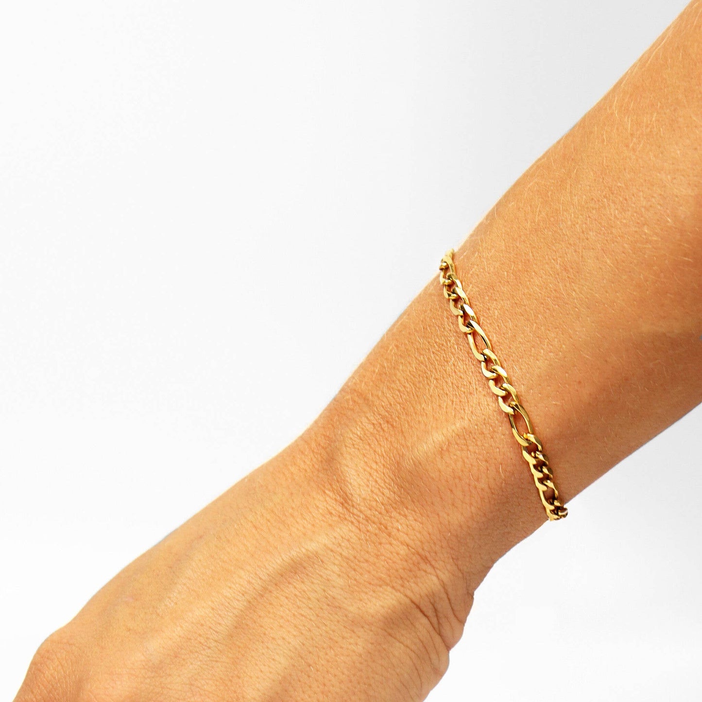 18K Gold Figaro Chain Bracelet / Anklet: 10" / 4mm