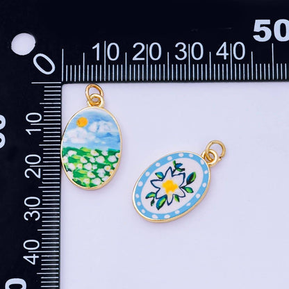 24K Gold Filled 23mm Enamel Art Oval Spring Holiday Charm in Flower, Butterfly, & Nature | AH-544 AH-545, AJ-513, AJ-514, AJ-520, AJ-528 - AJ530, AJ-532 - AJ-535, AJ-539 AJ-540, AJ-544 AJ-545, AJ-547: 18. Tomato