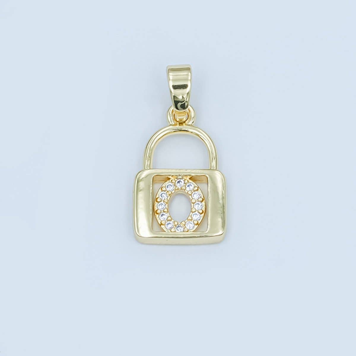 24K Gold Filled Micro Paved Initial Letter Padlock Pendant | A001 - A013: Letter K