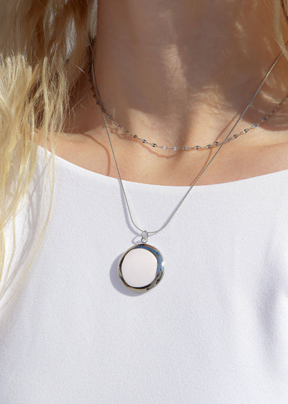 Large - 18K Gold PVD Stainless Steel Round Locket: Stainless