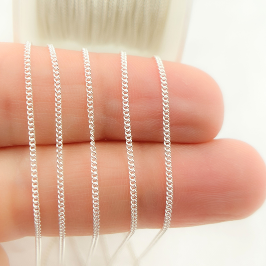 Permanent Jewelry  Sterling Silver Cable Link Chain: 7in / 0mm-1mm / Curb