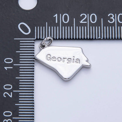 18K Gold Filled United States of America State Map Charm in Gold & Silver | AK064 - AK113: SILVER / 49. Texas