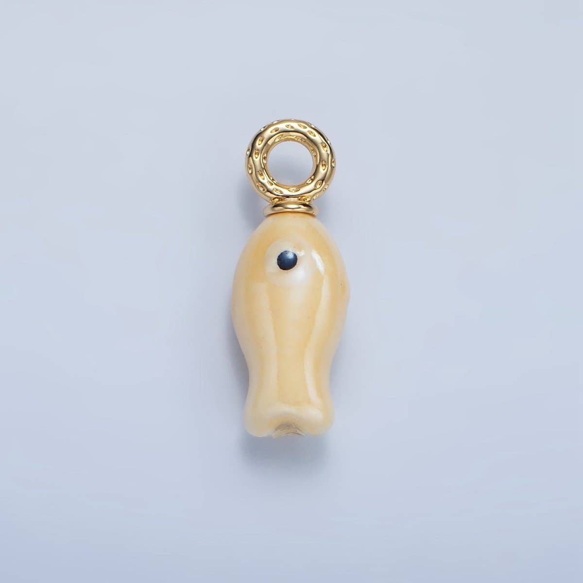 24K Gold Filled 30mm Enamel Fish Sea Animal Ceramic Drop Charm | X794 - X801: White