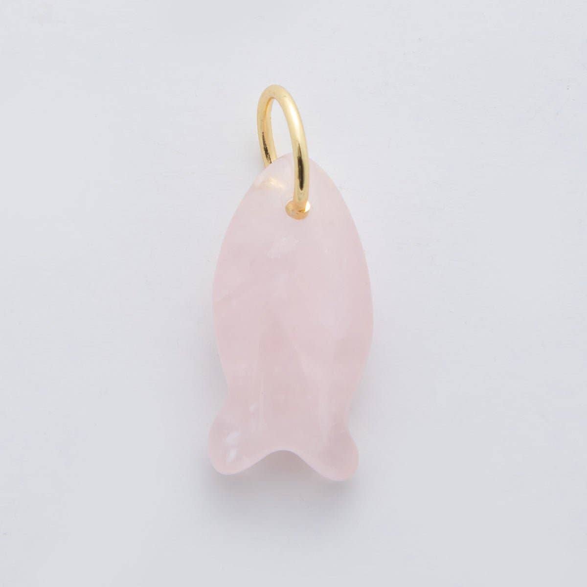 18K Gold Filled 23.7mm Natural Gemstone Fish Charm | C317 - C435: White Opal
