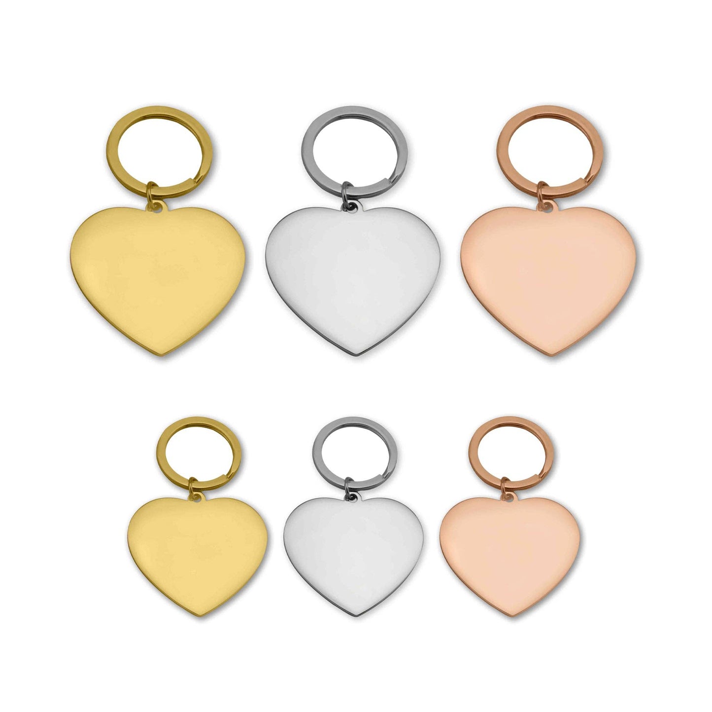 Engravable Heart Stainless Steel Keychain: Stainless / Small