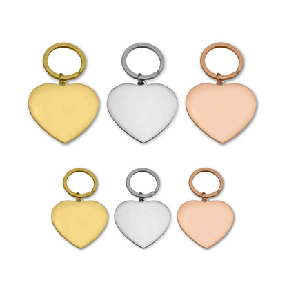 Engravable Heart Stainless Steel Keychain: Stainless / Small