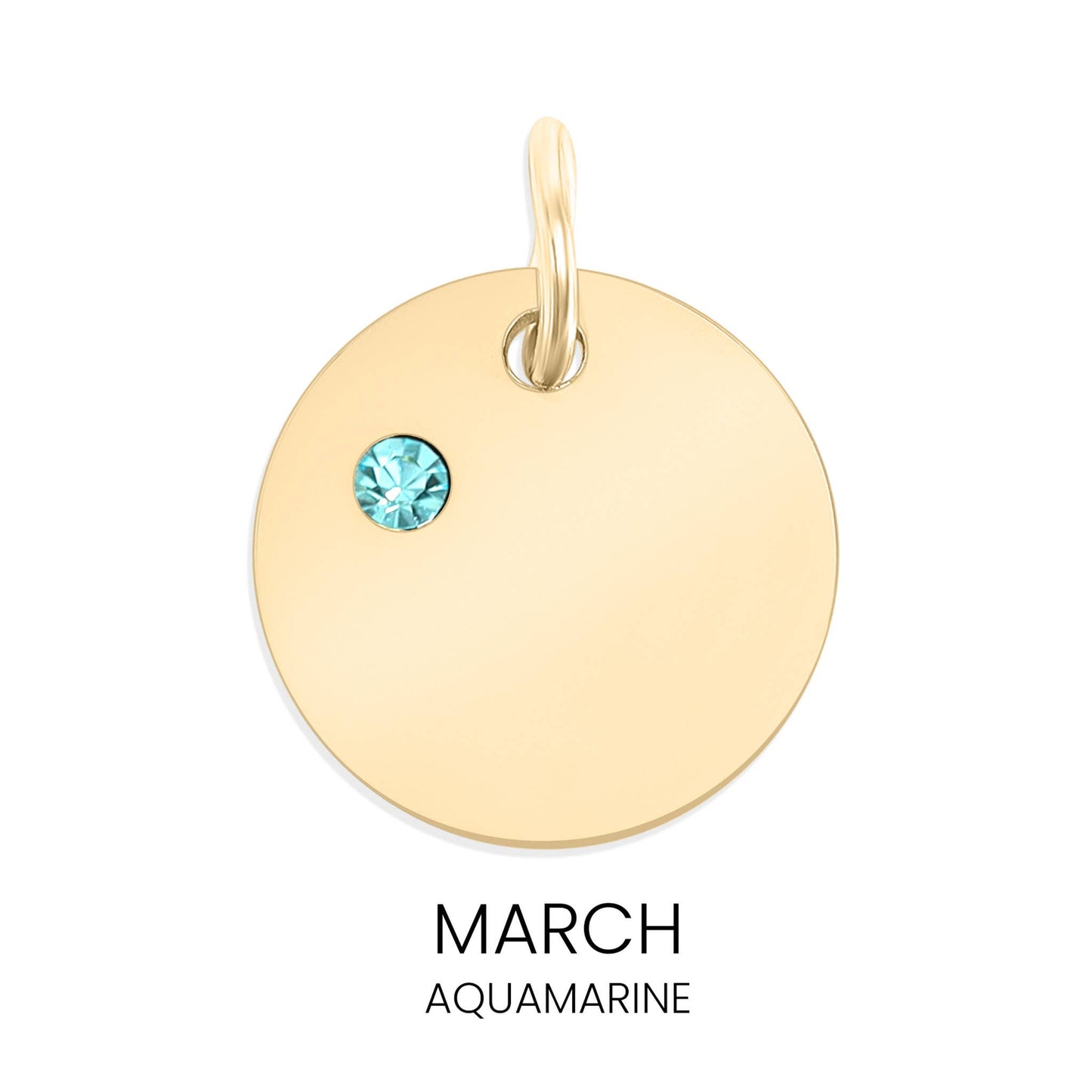 18K Gold PVD Blank Engravable Circle Birthstone Charm: January/Garnet
