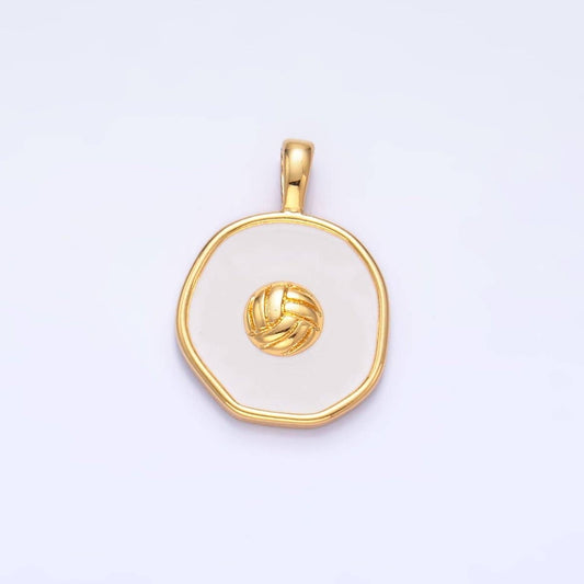 24K Gold Filled Volleyball Sports Stamped Round Pendant | AA1089